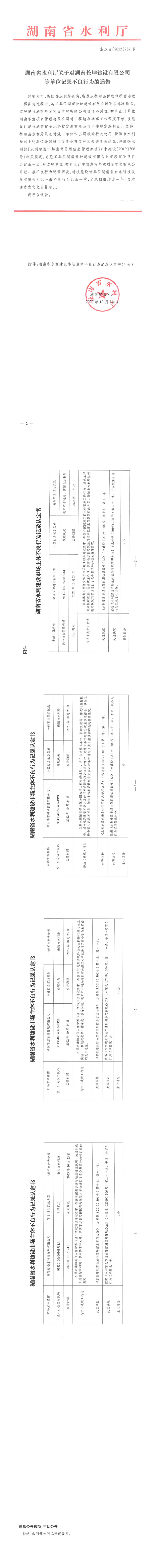 湖南省水利厅关于对湖南长坤建设有限公司等单位记录不良行为的通告.png